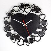 Для дома и интерьера handmade. Livemaster - original item Black wall clock in the shape of a heart. Graphite surface. Handmade.