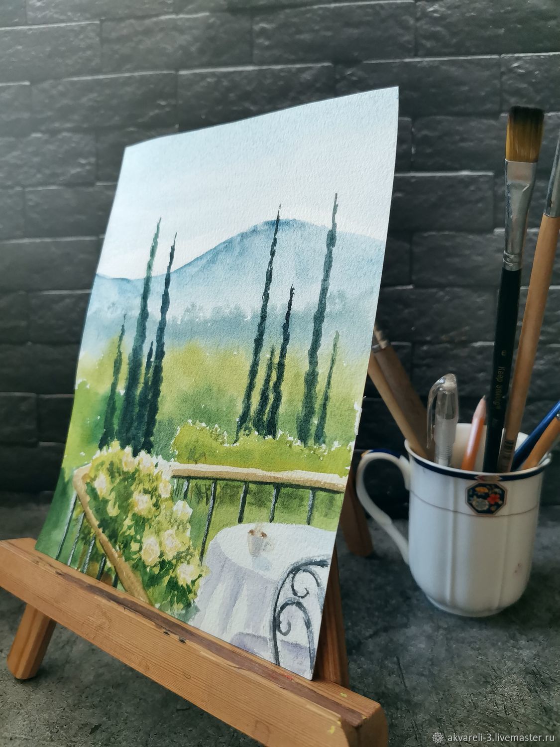 Акварельная картина Крым. Горный пейзаж купить в интернет-магазине ...