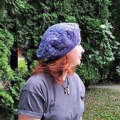 Аксессуары handmade. Livemaster - original item Purple big Beret felted women`s hat winter spring 2024. Handmade.