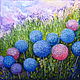 Painting with blue, pink flowers abstraction, Pictures, Sochi,  Фото №1