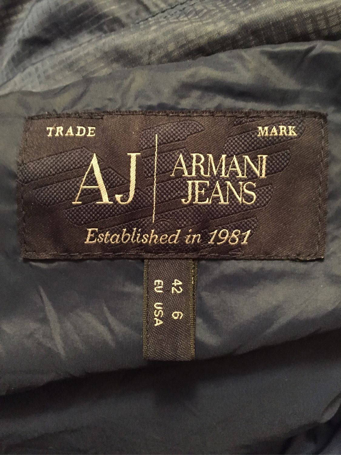 Винтаж: Пуховик ARMANI JEANS. Синий 
