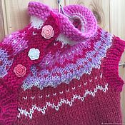 Работы для детей, handmade. Livemaster - original item Knitted vest Malinka`s (cashmere, Alpaca). Handmade.