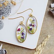 Украшения handmade. Livemaster - original item Earrings with real flowers in resin. Earrings in gift girl. Handmade.