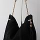 Granville Black genuine suede shoulder bag. Sacks. Olga'SLuxuryCreation. My Livemaster. Фото №4