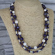 Работы для детей, handmade. Livemaster - original item Double-row beads made of mother-of-pearl, coral, agate. Handmade.