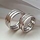 Paired wedding rings with stones male and female silver (OB1)