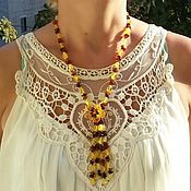 Украшения handmade. Livemaster - original item Amber beads necklace with flower pendant jewelry  for girl woman. Handmade.