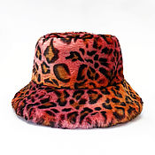 Аксессуары handmade. Livemaster - original item Pink Leopard Fur Panama Hat. Handmade.