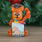Сувениры и подарки handmade. Livemaster - original item Cotton Christmas tree collectible toy squirrel based on the. Zarubina. Handmade.