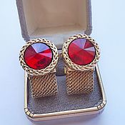 Винтаж handmade. Livemaster - original item Cufflinks vintage: Cufflinks of the USSR, ruby, gilt. Handmade.