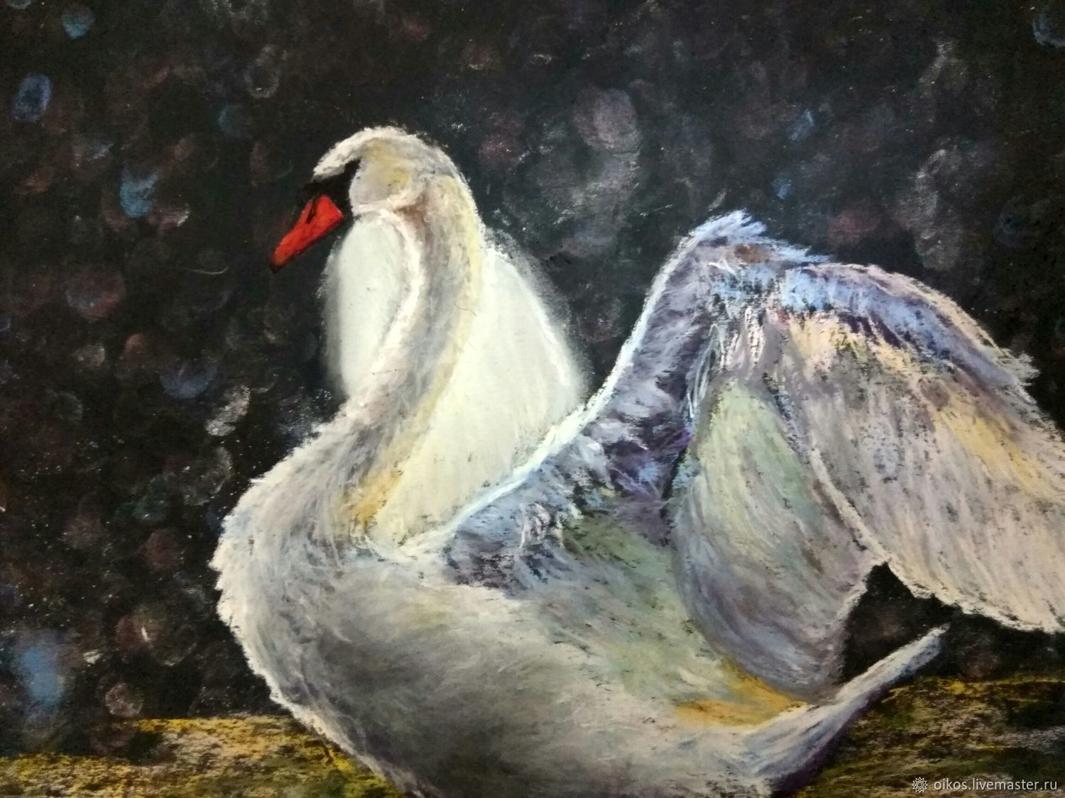 Лебеди живопись пастелью