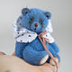 Мишка тедди голубой с голубыми глазами, миниатюра. Мишки Тедди. Teddy by Olga Prokudina. Ярмарка Мастеров.  Фото №9