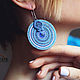 Soutache earrings round disc blue, Earrings, St. Petersburg,  Фото №1