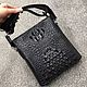 Tablet bag, made of embossed crocodile skin, in black, Tablet bag, St. Petersburg,  Фото №1