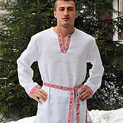 Русский стиль handmade. Livemaster - original item Viking linen tunic with belt. Handmade.