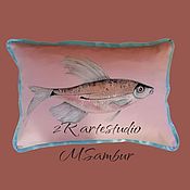Для дома и интерьера handmade. Livemaster - original item Pillow: Pillows decorative . Hand-painted with a clip. Handmade.