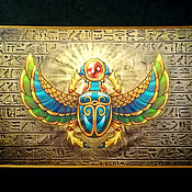 Amulet Cross of ANKH - Egyptian symbol.. Elk horn, pyrography