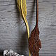 Шпилька - пёрышко из древесины платана. Гребни. JuniperWoodcarving (woodjuniper). Интернет-магазин Ярмарка Мастеров.  Фото №2