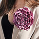 Заколка для волос брошь авторская большая роза пион фиолетовый 180027, Брошь-булавка, Санкт-Петербург,  Фото №1
