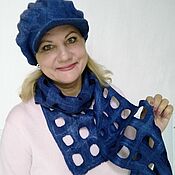 Аксессуары handmade. Livemaster - original item Sets of hats:cap and scarf wool jeans. Handmade.
