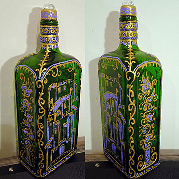 Посуда ручной работы. Ярмарка Мастеров - ручная работа Бутылка. Город. Handmade.