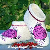 Обувь ручной работы handmade. Livemaster - original item Women`s chuni, ROSE, chuni-felted Slippers, sheep wool. Handmade.