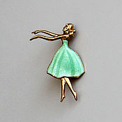 Винтаж handmade. Livemaster - original item Vintage Goldtone Metal & Enamel Ballerina Dancer Lapel Pin. Handmade.