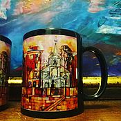 Посуда handmade. Livemaster - original item Black Mug with author`s print Cathedral in St. Petersburg St. Petersburg. Handmade.