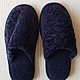 Sheepskin Slippers with a closed Cape women's blue, Slippers, Moscow,  Фото №1