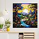 Painting A stream in the mountains. Landscape. stained glass. buy painting artist. Pictures. House of the Sun (irina-bast). My Livemaster. Фото №5