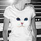 White cat t-shirt, T-shirts, Moscow,  Фото №1