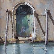 Картины и панно handmade. Livemaster - original item Urban landscape Venice Door (beige blue-green). Handmade.