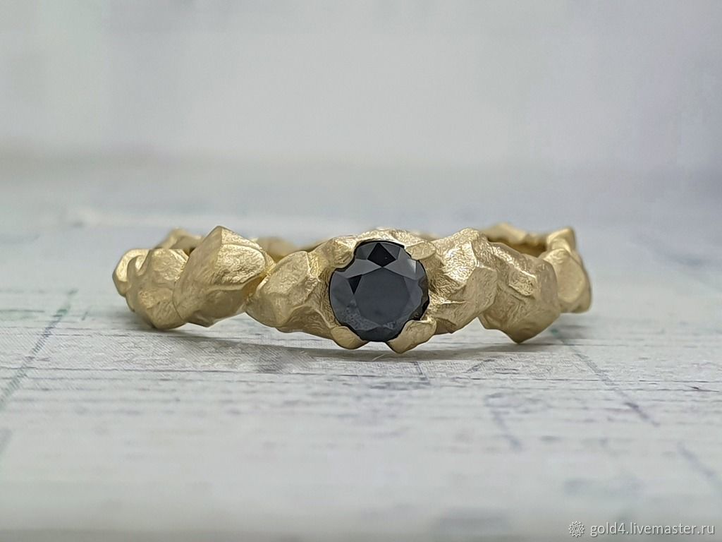Кольцо с черным жемчугом и бриллиантами пробы | Mirus Gold
