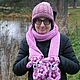 Сиреневый зверошарф с бегемотами "Киса и Ося". Шарфы. IRINA GRUDKINA Handmade Knitwear. Ярмарка Мастеров.  Фото №4