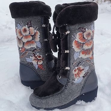 Обувь ручной работы. Ярмарка Мастеров - ручная работа Валенки " Зимние розы". Handmade.