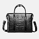 Bag-briefcase made of embossed crocodile skin, in black, Brief case, St. Petersburg,  Фото №1