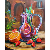 Картины и панно handmade. Livemaster - original item Painting fruit and jug 