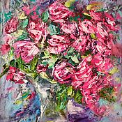 Картины и панно handmade. Livemaster - original item Painting with a bright bouquet of roses 