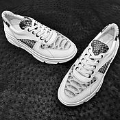 Обувь ручной работы handmade. Livemaster - original item Sneakers made of genuine python leather and genuine leather.. Handmade.
