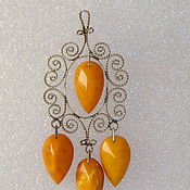 Винтаж handmade. Livemaster - original item Pendants Natural Baltic Amber Amber Pendant Silvering. Handmade.