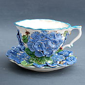 Посуда handmade. Livemaster - original item Tea Pair Blue Hydrangea. Handmade.
