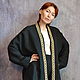 Черное льняное кимоно с антикварной вышивкой, Платья, Москва,  Фото №1