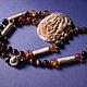 Massive necklace with the Dragon. ivory, tiger's eye, amber, Vintage necklace, Nakhabino,  Фото №1