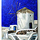 Santorini Oil Painting 30 x 40 cm Greece Landscape Blue. Pictures. Viktorianka. Online shopping on My Livemaster.  Фото №2
