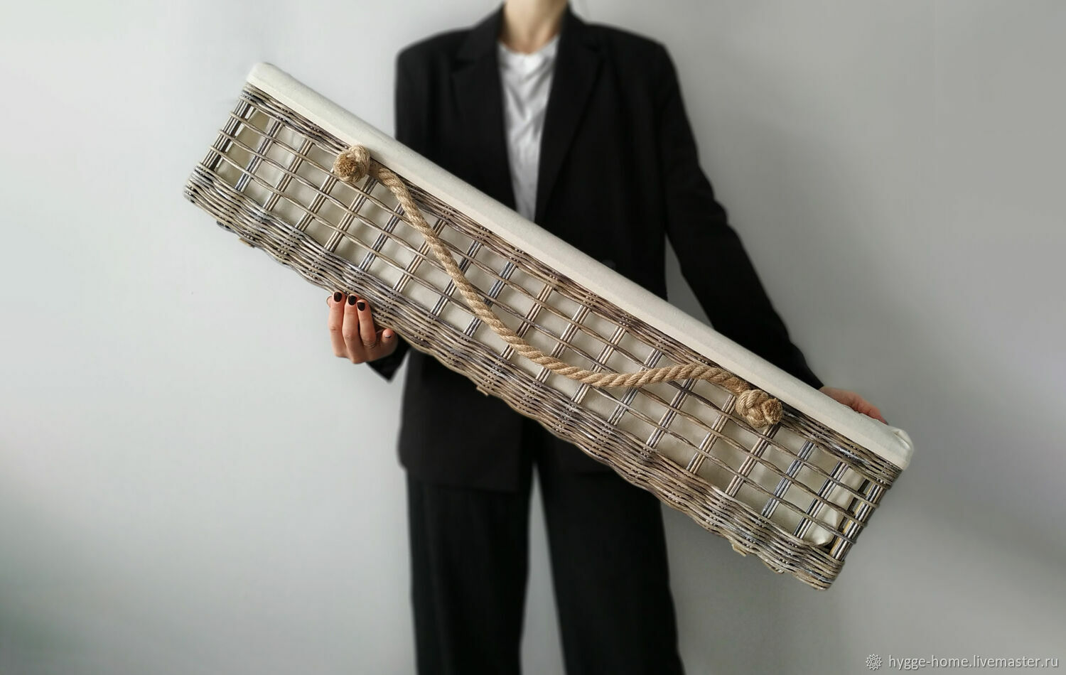 Корзина на заказ. Длинный плетеный органайзер для хранения подушек, Корзины, Северодвинск,  Фото №1