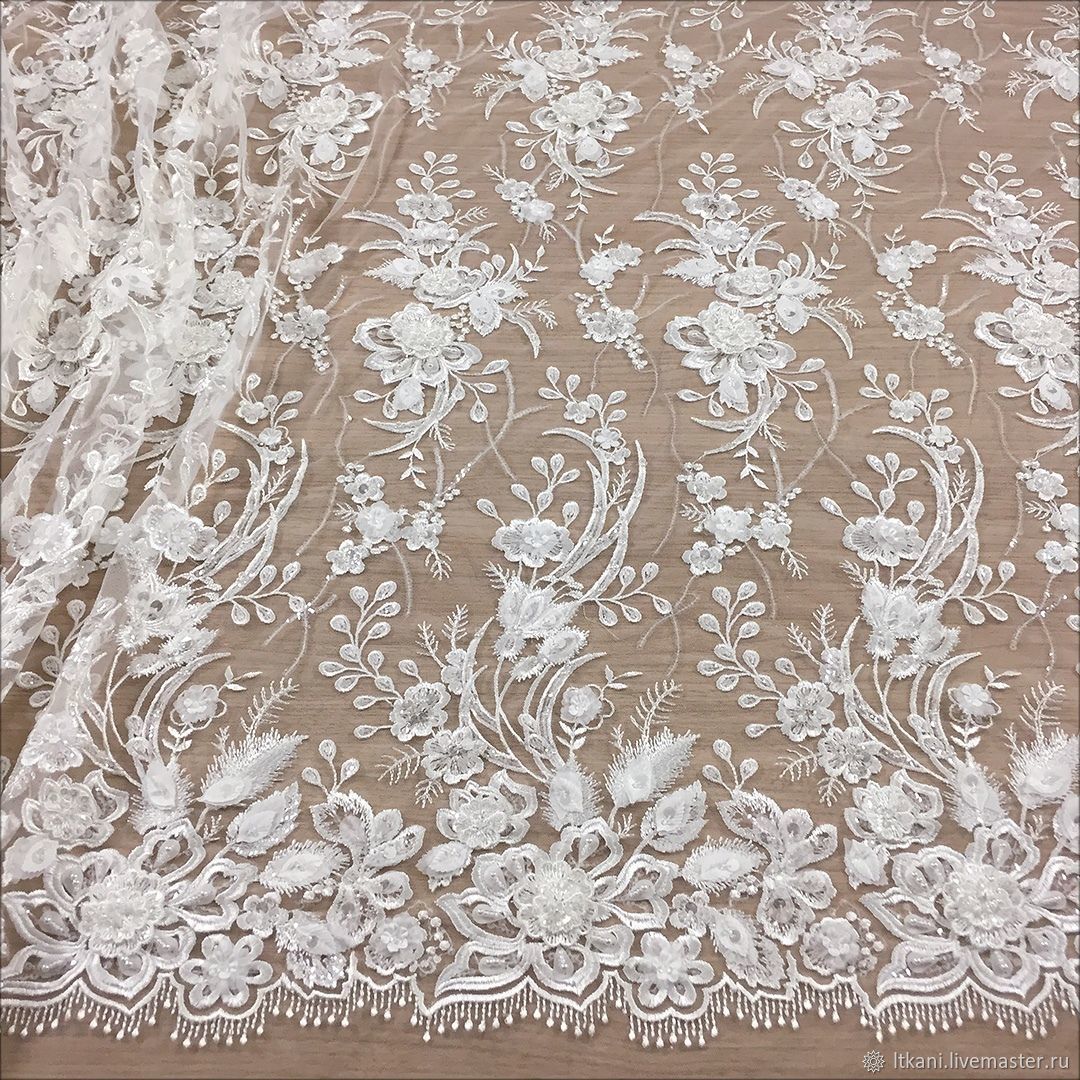 Кружево 3d с бисером (кружевное полотно) купить в интернет-магазине ...
