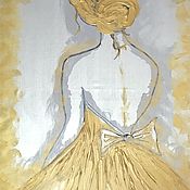 Картины и панно handmade. Livemaster - original item The picture is a large silhouette of a girl in a gold dress 