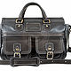 Leather travel bag Small black. Valise. Russian leather Guild. My Livemaster. Фото №6