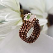 Украшения handmade. Livemaster - original item Sakura copper ring with natural quartz. Handmade.