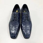 Обувь ручной работы handmade. Livemaster - original item Men`s derby, made of genuine crocodile leather, in blue.. Handmade.